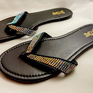 Black, sparkly Brash sandals. Women’s Size 10.